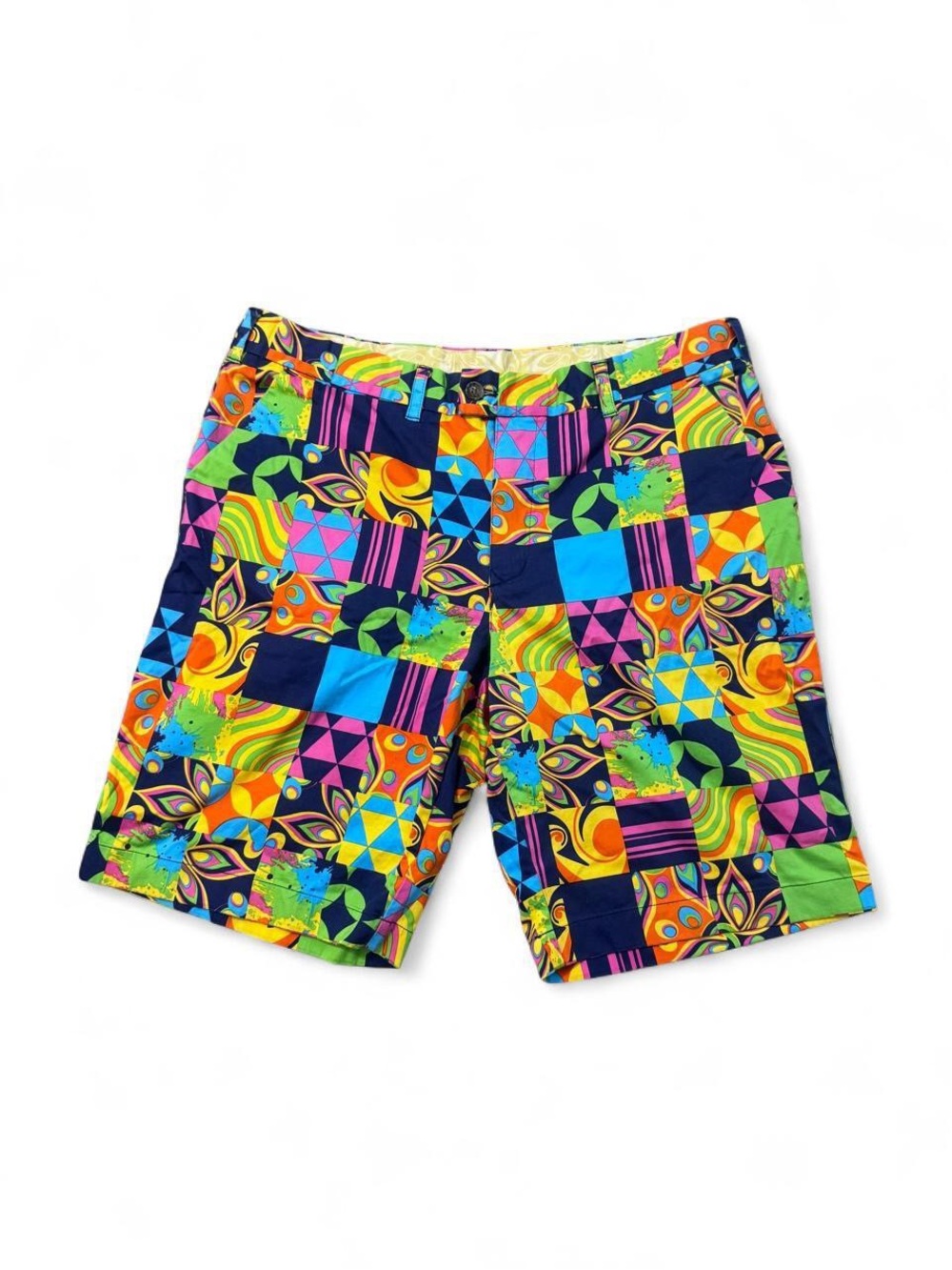 VTG Loud Mouth Golf Shorts Size 38 Waist JOHN DALY Geometric Abstract Patchwork